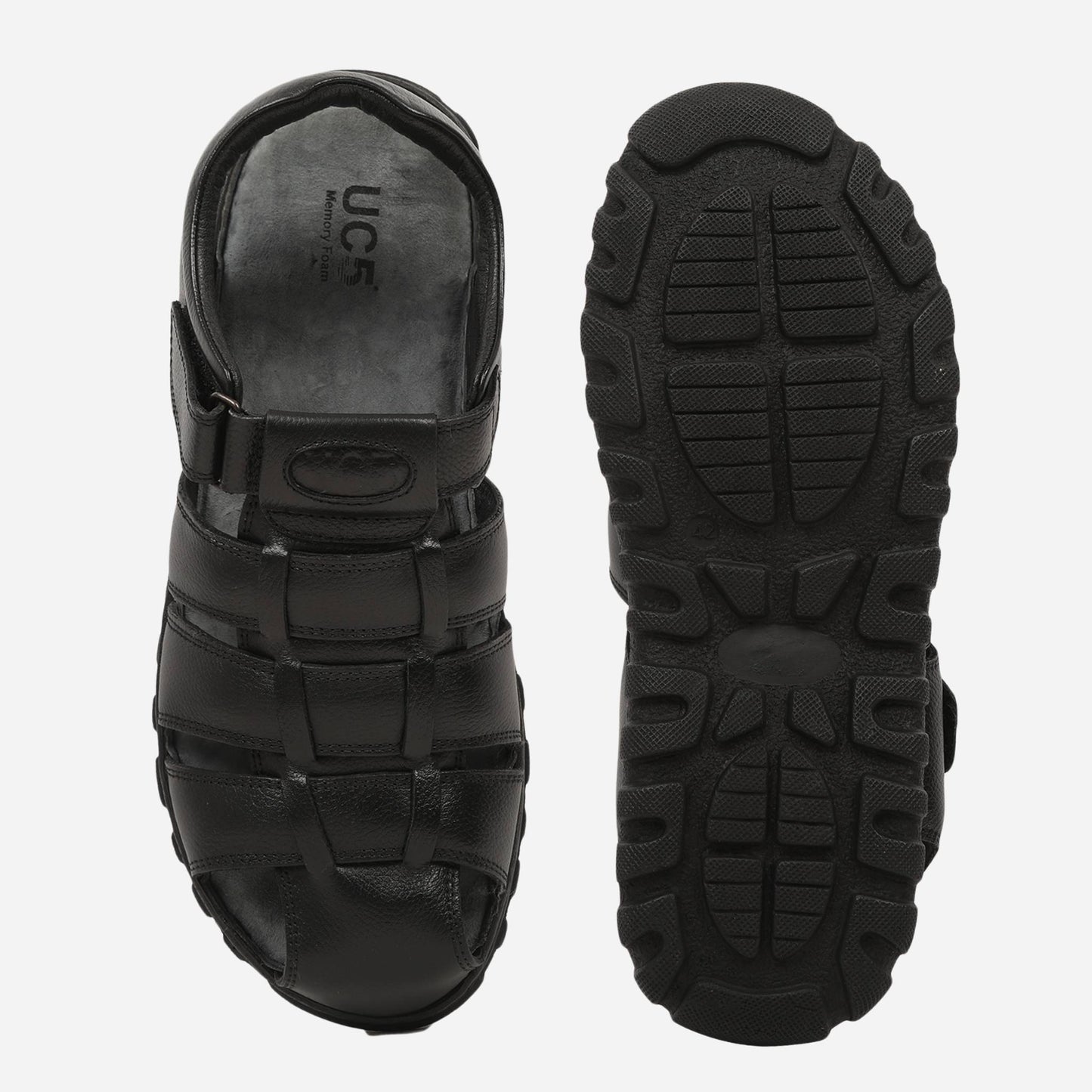 Lapis Toe Closed Fisherman Sandals - Black