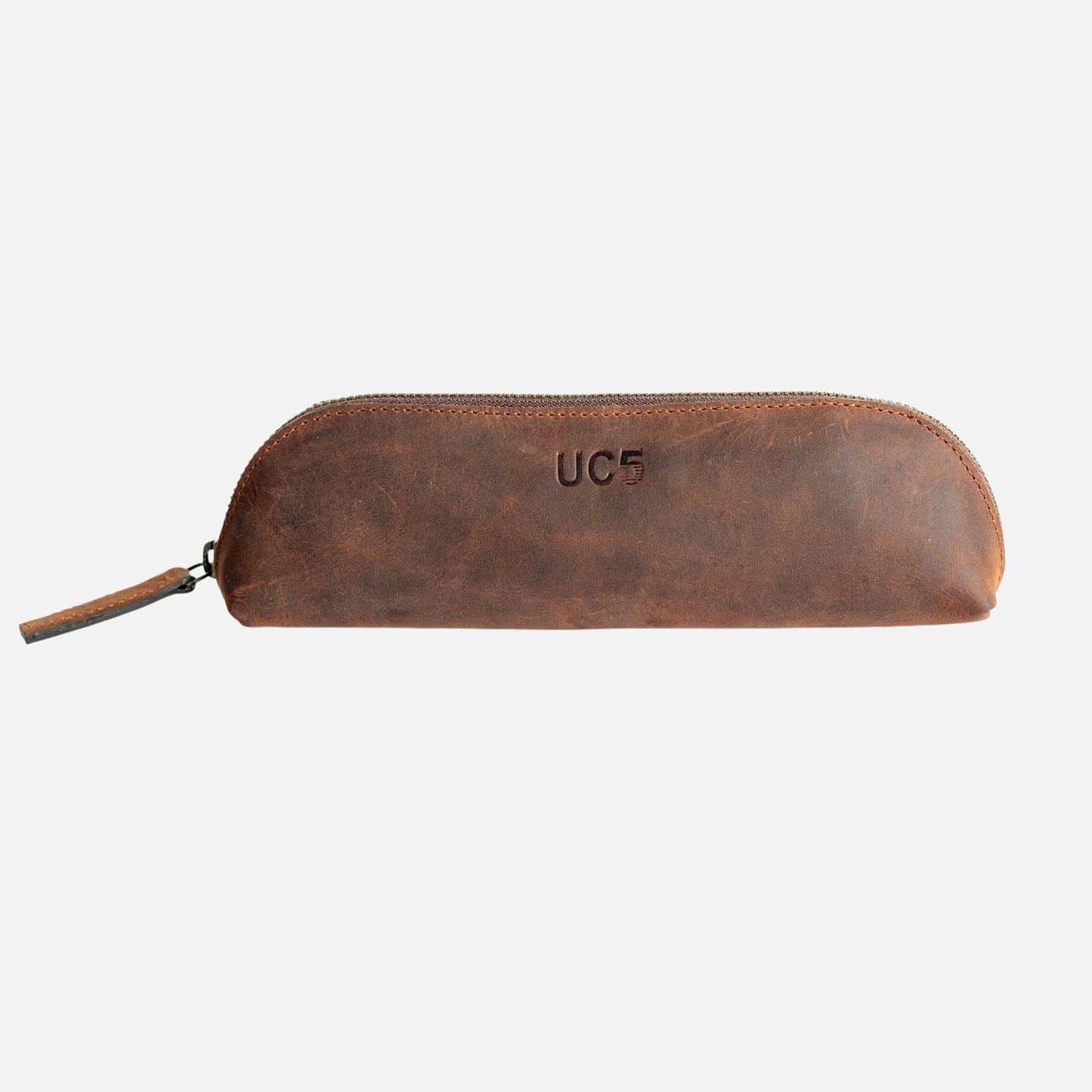 Marl Leather Pencil Pouch - Red Tan