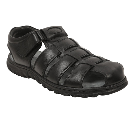 Lapis Toe Closed Fisherman Sandals - Black