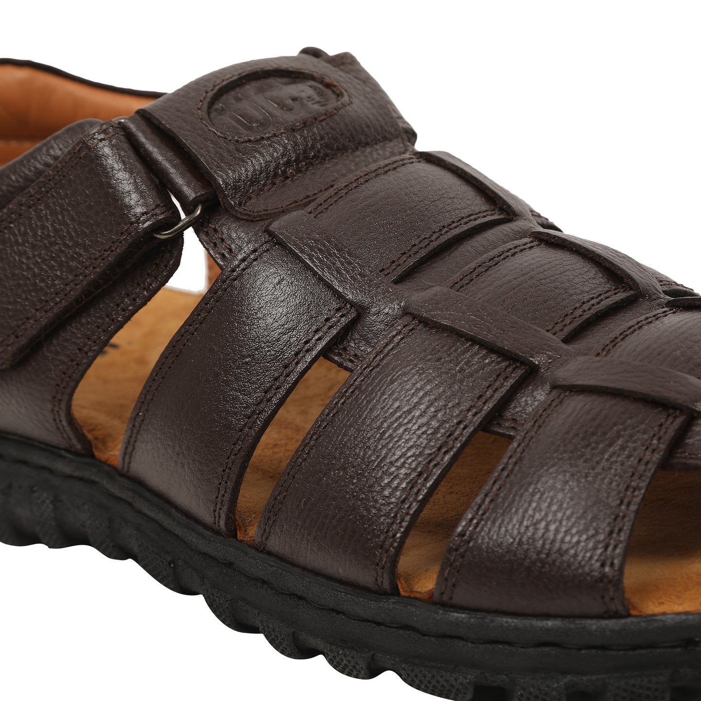 Lapis Toe Closed Fisherman Sandals - Coffee Brown